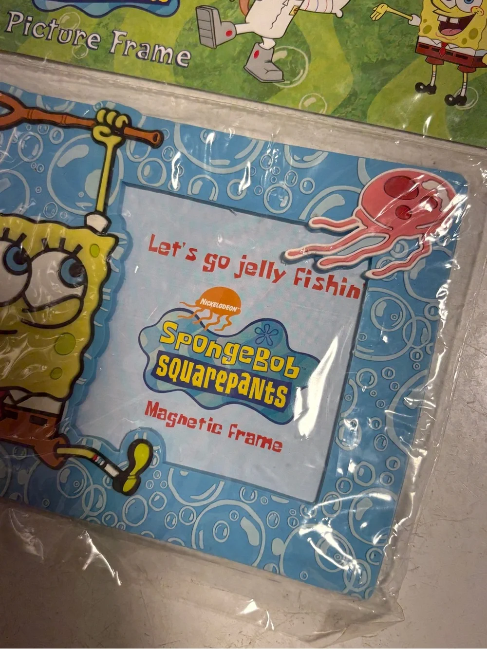Vintage 2002 SpongeBob Squarepants Let's Go Jelly Fishin' Magnetic Frame NEW